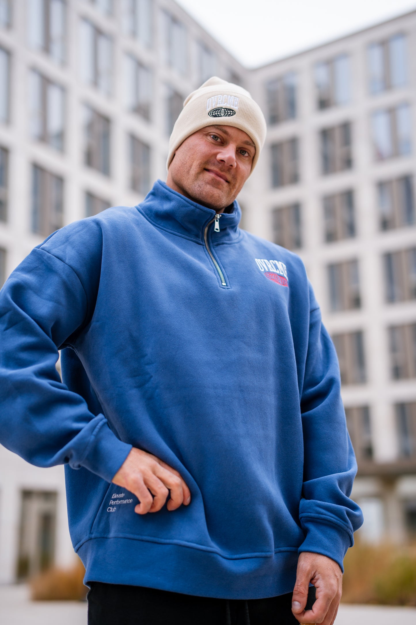 ELEVATE Performance Club 1/4 ZIP-Pullover (blue) - OVRCME ATHLETICS