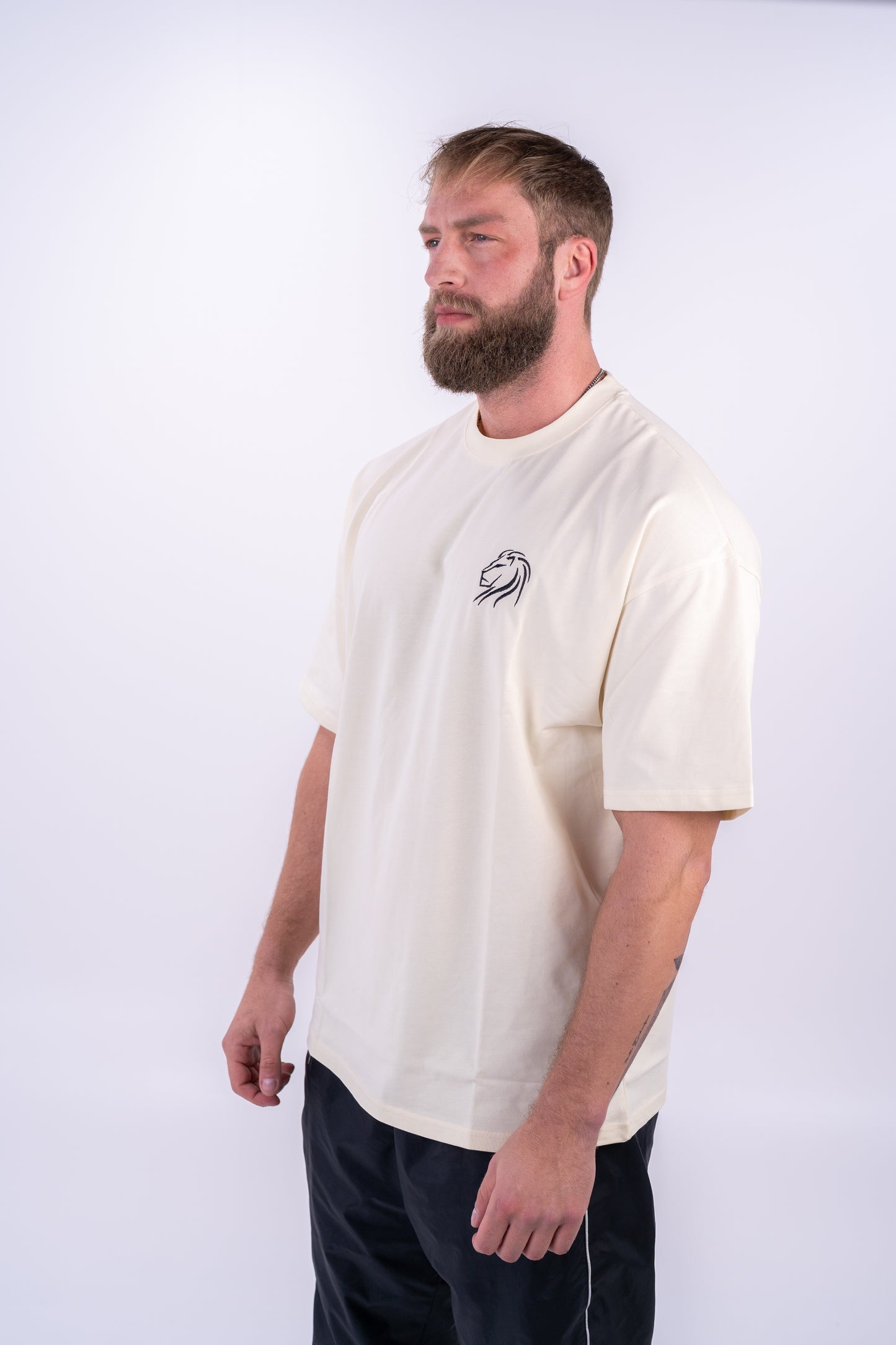 DROP03 Become the Lion Collection Back Statement Shirt (sand) - OVRCME ATHLETICS