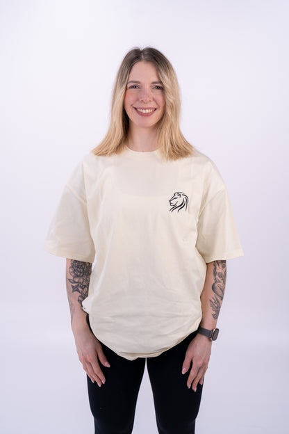 DROP03 Become the Lion Collection Back Statement Shirt (sand) - OVRCME ATHLETICS