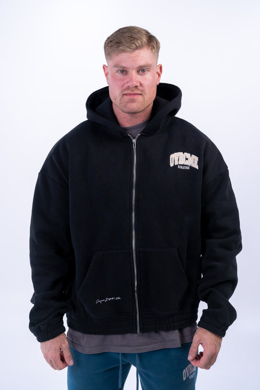 DROP03 OVRCME STATEMENT Premium ZIP Hoody (black) - OVRCME ATHLETICS