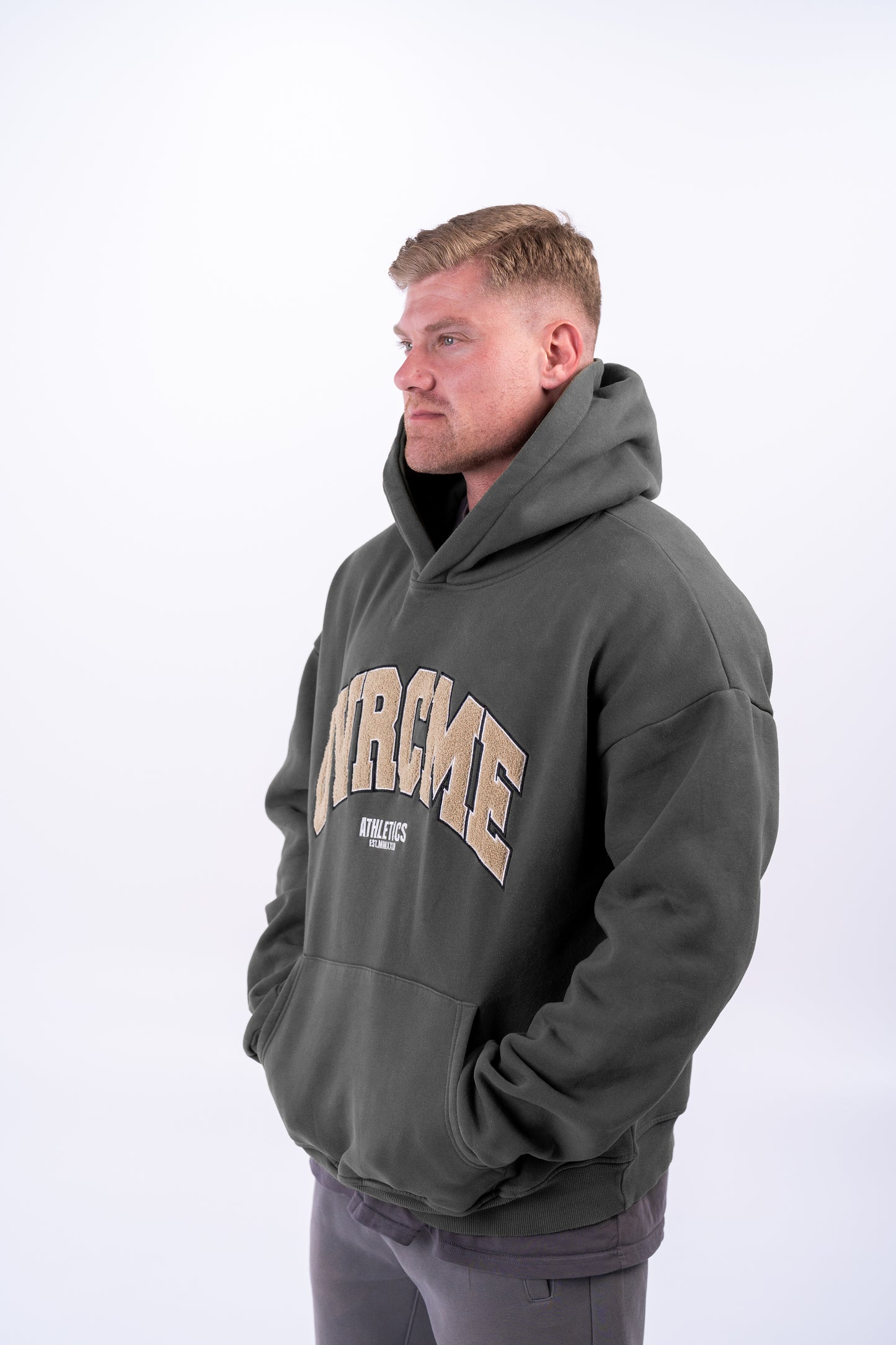 DROP02 DUST-GREEN OVRCME Premium STATEMENT Hoody - OVRCME ATHLETICS