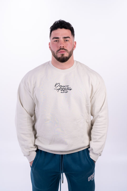 DROP02 Basic Crewneck-Sweater v2 (milk-apricot) - OVRCME ATHLETICS