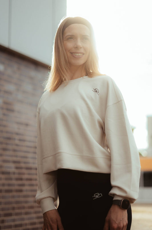 Womens Cropped Sport-Crewneck (pearly-white) - OVRCME ATHLETICS