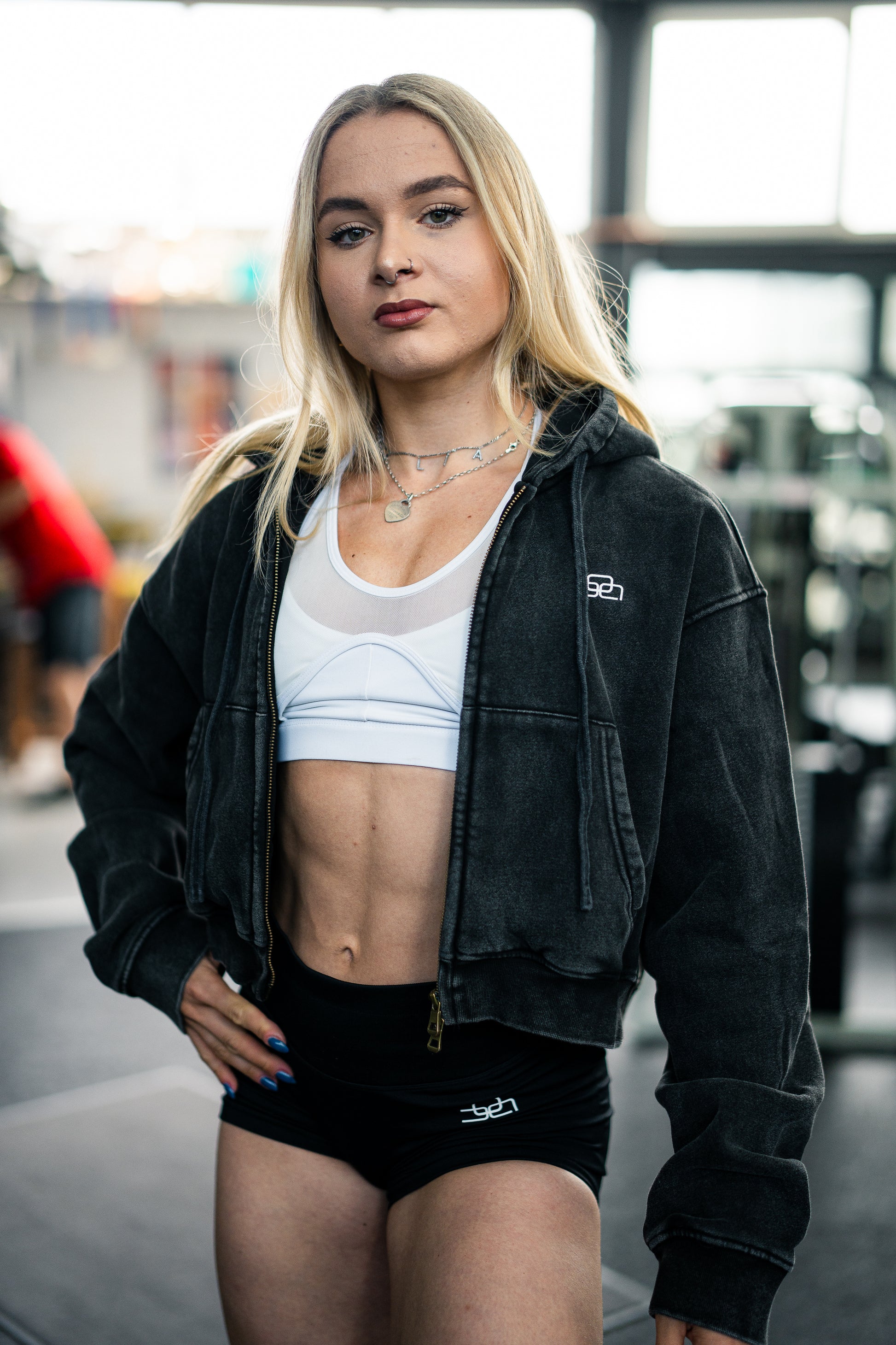 Cropped Hoodie Jacke (acid anthrazit) - OVRCME ATHLETICS