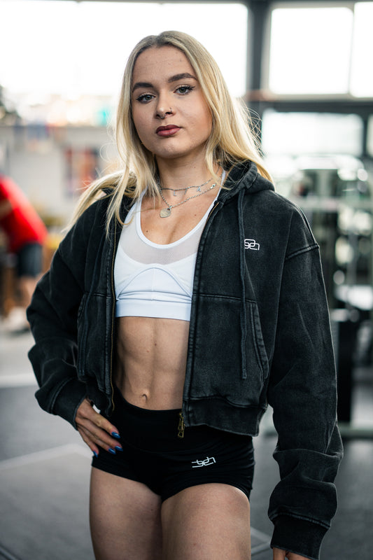 Cropped Hoodie Jacke (acid anthrazit) - OVRCME ATHLETICS