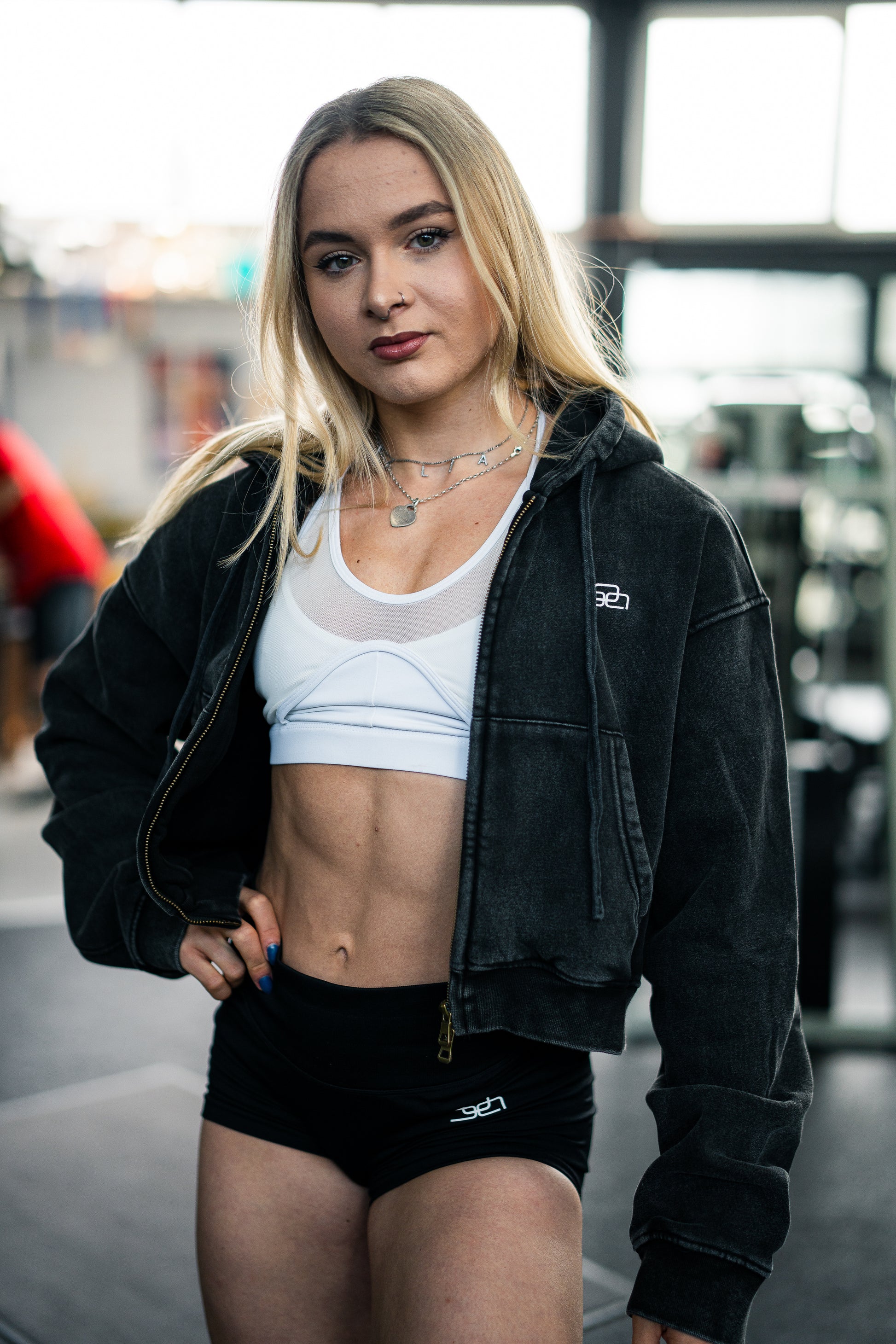 Cropped Hoodie Jacke (acid anthrazit) - OVRCME ATHLETICS