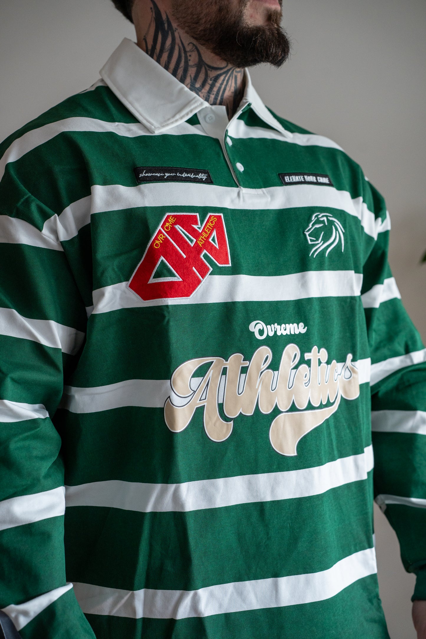 Athletics Rugby Polo Longsleeve – white/green