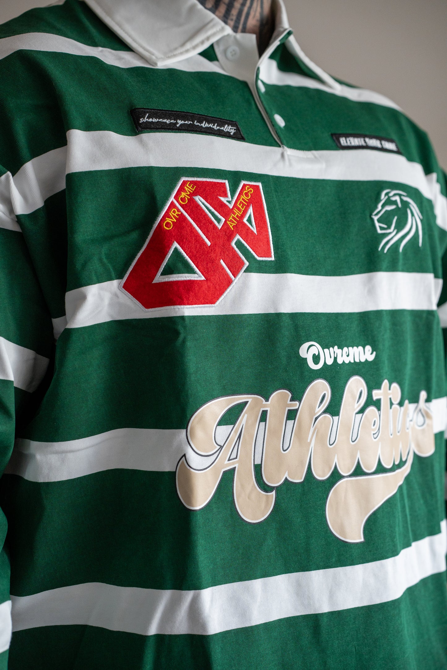 Athletics Rugby Polo Longsleeve – white/green