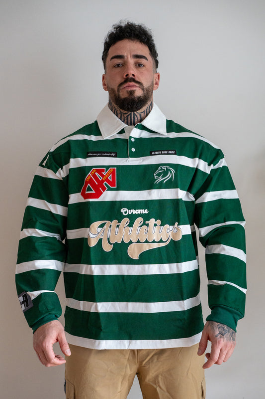 Athletics Rugby Polo Longsleeve – white/green