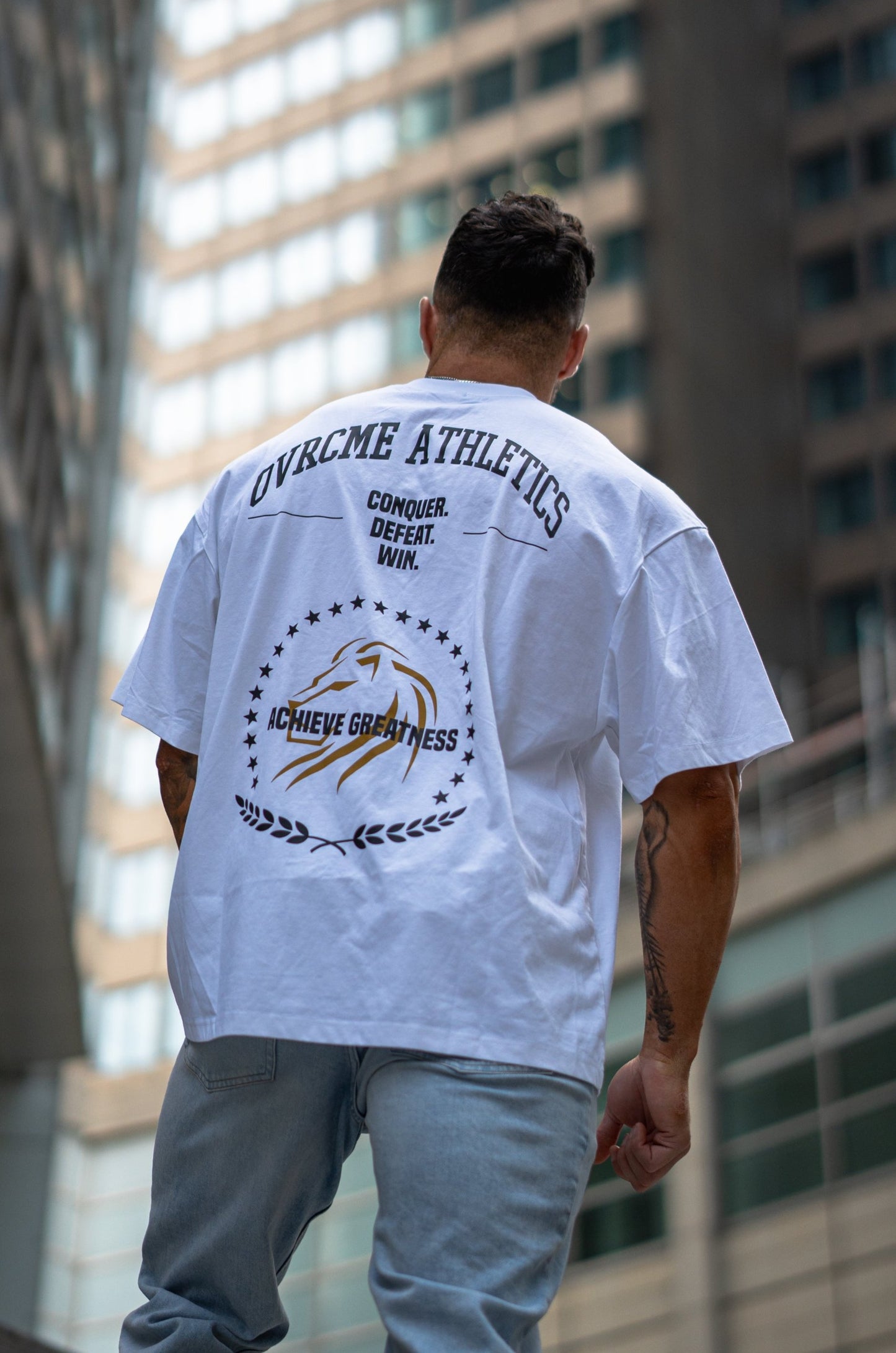 Become The Lion - Achieve Greatness Gym Tee (white) - OVRCME ATHLETICS