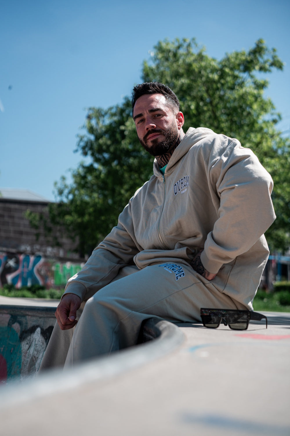STATEMENT lightweight ZIP Hoody (creme sand)